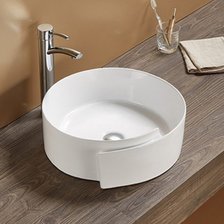 American Imaginations AI-27951 17.32-in. W Above Counter White Bathroom Vessel Sink For Deck Mount Deck Mount Drilling