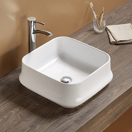 American Imaginations AI-27955 16.93-in. W Above Counter White Bathroom Vessel Sink For Deck Mount Deck Mount Drilling