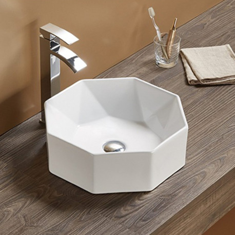 American Imaginations AI-27964 15.35-in. W Above Counter White Bathroom Vessel Sink For Deck Mount Deck Mount Drilling