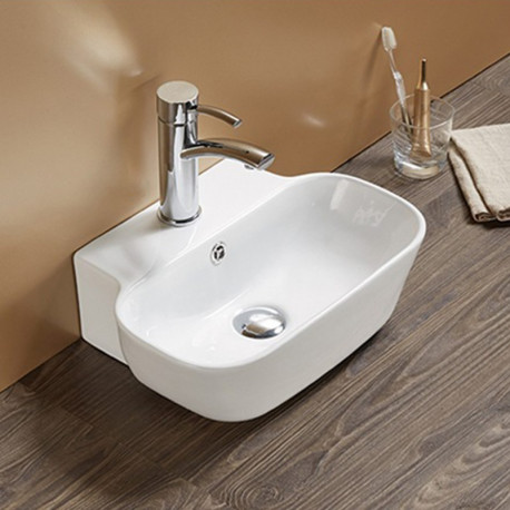 American Imaginations AI-27969 16.34-in. W Above Counter White Bathroom Vessel Sink For 1 Hole Center Drilling