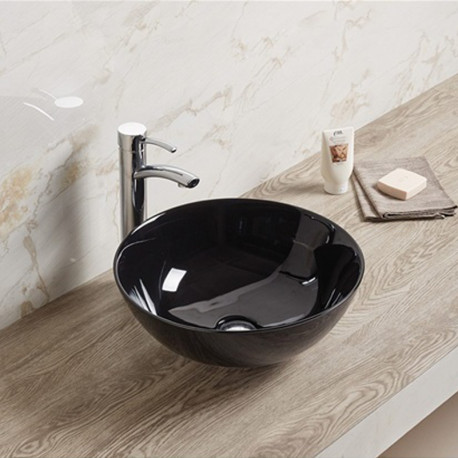 American Imaginations AI-27993 14.09-in. W Above Counter Black Bathroom Vessel Sink For Wall Mount Wall Mount Drilling