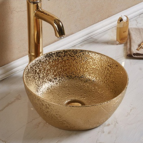 American Imaginations AI-28011 14.09-in. W Above Counter Gold Bathroom Vessel Sink For Wall Mount Wall Mount Drilling