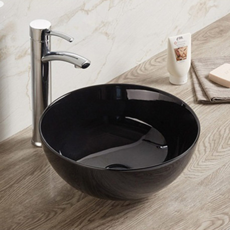 American Imaginations AI-28023 14.09-in. W Above Counter Black Bathroom Vessel Sink For Wall Mount Wall Mount Drilling