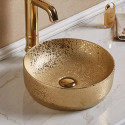 American Imaginations AI-28046 13.98-in. W Above Counter Gold Bathroom Vessel Sink For Wall Mount Wall Mount Drilling
