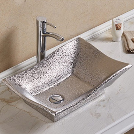 American Imaginations AI-28056 20.08-in. W Above Counter Silver Bathroom Vessel Sink For Wall Mount Wall Mount Drilling