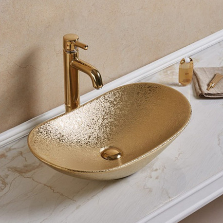American Imaginations AI-28059 24.21-in. W Above Counter Gold Bathroom Vessel Sink For Wall Mount Wall Mount Drilling