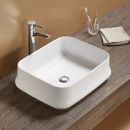 American Imaginations AI-28069 20.9-in. W Above Counter White Bathroom Vessel Sink For Wall Mount Wall Mount Drilling