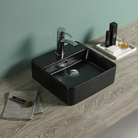 American Imaginations AI-28106 16-in. W Above Counter Black Bathroom Vessel Sink For 1 Hole Center Drilling
