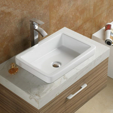 American Imaginations AI-28122 20.5-in. W Drop In White Bathroom Vessel Sink For Deck Mount Deck Mount Drilling