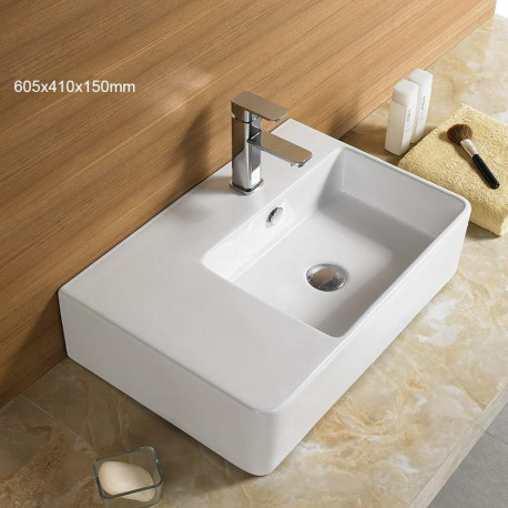 American Imaginations AI-28164 23.8-in. W Above Counter White Bathroom Vessel Sink For 1 Hole Right Drilling