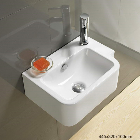 American Imaginations AI-28169 17.5-in. W Wall Mount White Bathroom Vessel Sink For 1 Hole Right Drilling
