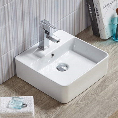 American Imaginations AI-28180 15-in. W Above Counter White Bathroom Vessel Sink For 1 Hole Center Drilling
