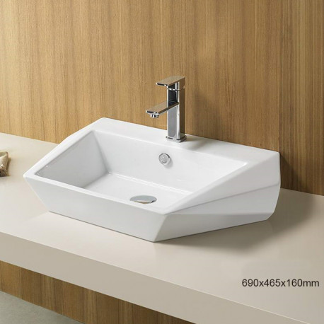 American Imaginations AI-28188 27.2-in. W Above Counter White Bathroom Vessel Sink For 1 Hole Center Drilling