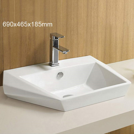 American Imaginations AI-28189 27.2-in. W Wall Mount White Bathroom Vessel Sink For 1 Hole Center Drilling