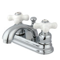Kingston Brass KB2601PX 4" Centerset Bathroom Faucets,Porcelain Cross
