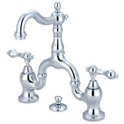 Kingston Brass KS797 Bridge Bathroom Faucet w/ Brass Pop-Up Drain