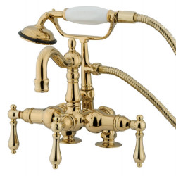 Kingston Brass CC101 Deck Mount Clawfoot Tub Filler With Hand Shower,Metal Lever