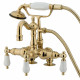 Kingston Brass CC101 Deck Mount Clawfoot Tub Filler With Hand Shower,Porcelain Lever