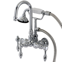 Kingston Brass AETAL/WCL Wall Mount Clawfoot Tub Faucets With Hand Shower,Metal Lever