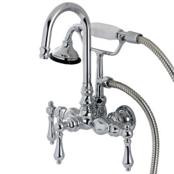 Kingston Brass AE Wall Mount Clawfoot Tub Faucets With Hand Shower,Metal Lever