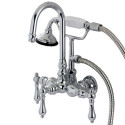 Kingston Brass AE8T1 Wall Mount Clawfoot Tub Faucets With Hand Shower,Metal Lever