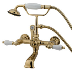 Kingston Brass CC55 Wall Mount Clawfoot Tub Filler With Hand Shower,Porcelain Lever