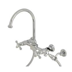 Kingston Brass KS129AXBS 8” Center Kitchen Faucets With Brass Sprayer