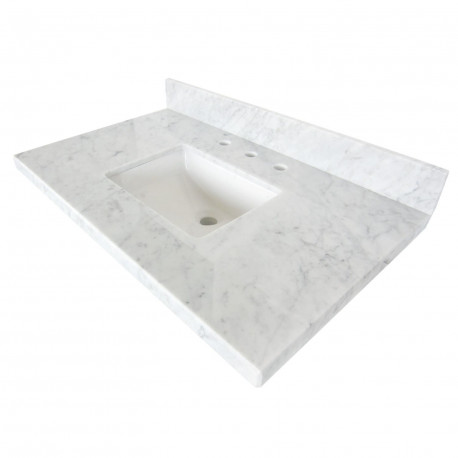Kingston Brass KVPB3622M38SQ Carrara Marble Vanity Top With Square Sink