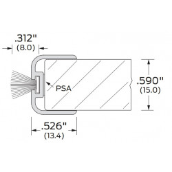 ZERO 8138 PSA Weatherstripping For Glass Door, Polycarbornate Seal/Brush