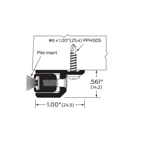 ZERO 155AA/BK/D/G Pile Brush Surface Mounted, Adjustable Astragal - Meeting Stile