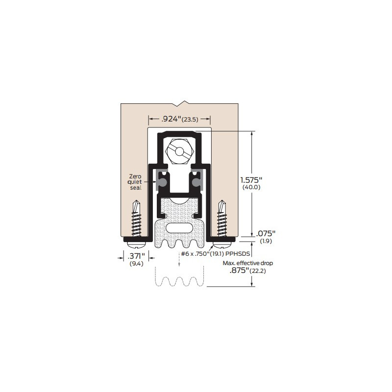 ZERO 360AA Mortised Automatic Door Bottom, Heavy Duty,Finish-Clear Anodized