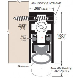 ZERO 365FS-AA Clear Anodized/Automatic Door Bottom/Heavy Duty/Intumescent
