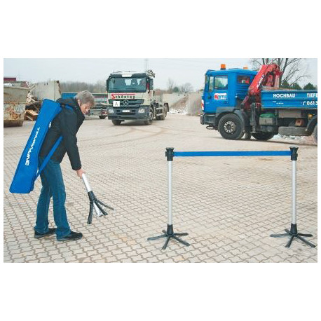 Magnuson TPL-950-SBL Set Of Four Foldable Crowd Control Stanchion For Indoor/outdoor Use