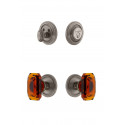 Grandeur Circulaire Rosette w/ Amber Baguette Crystal Knob & Matching Deadbolt