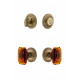 Grandeur Circulaire Rosette w/ Amber Baguette Crystal Knob & Matching Deadbolt