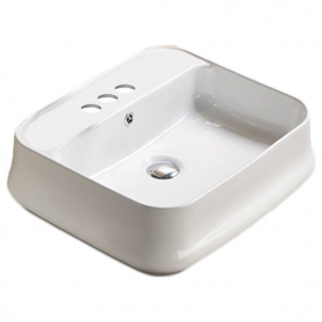 American Imaginations AI-28530 20.9-in. W Above Counter White Bathroom Vessel Sink For 3H4-in. Center Drilling