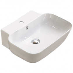 American Imaginations AI-28527 20-in. W Wall Mount White Bathroom Vessel Sink For 1 Hole Center Drilling