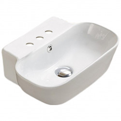 American Imaginations AI-28522 16.34-in. W Wall Mount White Bathroom Vessel Sink For 3H8-in. Center Drilling