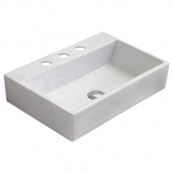 American Imaginations AI-28506 20.9-in. W Above Counter White Bathroom Vessel Sink For 3H8-in. Center Drilling