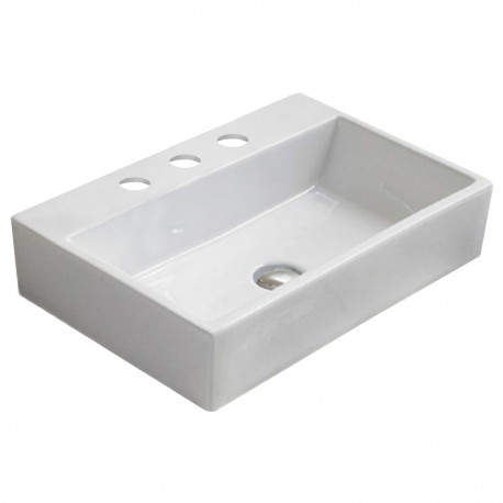 American Imaginations AI-28506 20.9-in. W Above Counter White Bathroom Vessel Sink For 3H8-in. Center Drilling