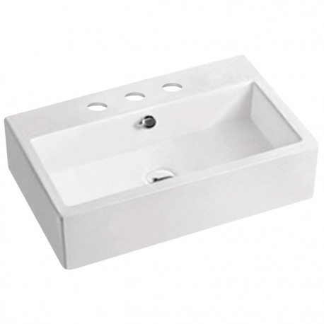 American Imaginations AI-28503 23.6-in. W Above Counter White Bathroom Vessel Sink For 3H8-in. Center Drilling