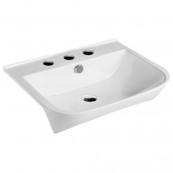 American Imaginations AI-28502 23.6-in. W Semi-Recessed White Bathroom Vessel Sink For 3H8-in. Center Drilling