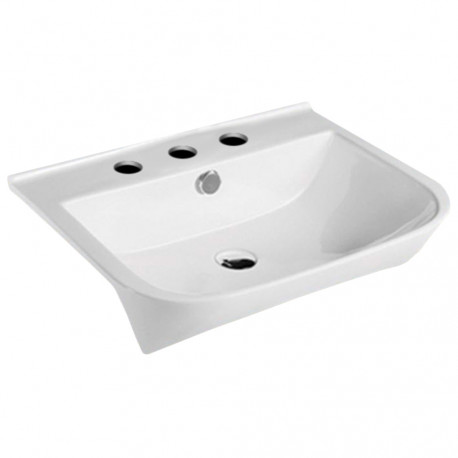 American Imaginations AI-28502 23.6-in. W Semi-Recessed White Bathroom Vessel Sink For 3H8-in. Center Drilling
