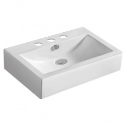 American Imaginations AI-28500 23.6-in. W Above Counter White Bathroom Vessel Sink For 3H8-in. Center Drilling