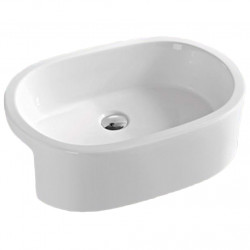 American Imaginations AI-28450 24.8-in. W Semi-Recessed White Bathroom Vessel Sink For Wall Mount Wall Mount Drilling