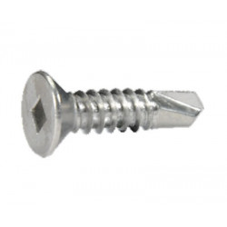 D&D 14N-100 Bag of 100 - 1" Self-Drilling Screws, Flat Head, Square Drive, Unfinished, Stainless Steel