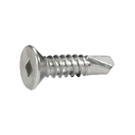 D&D 14N-100 Bag of 100 - 1" Self-Drilling Screws, Flat Head, Square Drive, Unfinished, Stainless Steel