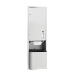 AJW U661 Roll Towel Dispenser & Waste Receptacle Combination w/ Extended Waste & Utility Shelf