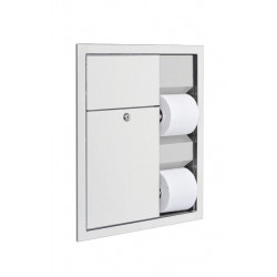 AJW U864 Dual Toilet Tissue Paper Dispenser & Sanitary Napkin Disposal - Surface