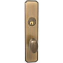 Omnia 11432 Exterior Traditional Mortise Entrance Knob Lockset with Plate - Solid Brass